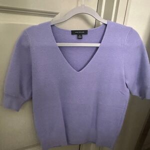 Ann Taylor Lilac V-Neck Short Sleeve Sweater New No Tags
